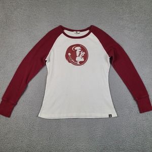 Florida State Seminoles Thermal Shirt Womens XL White Red ESPN Long Sleeve‎